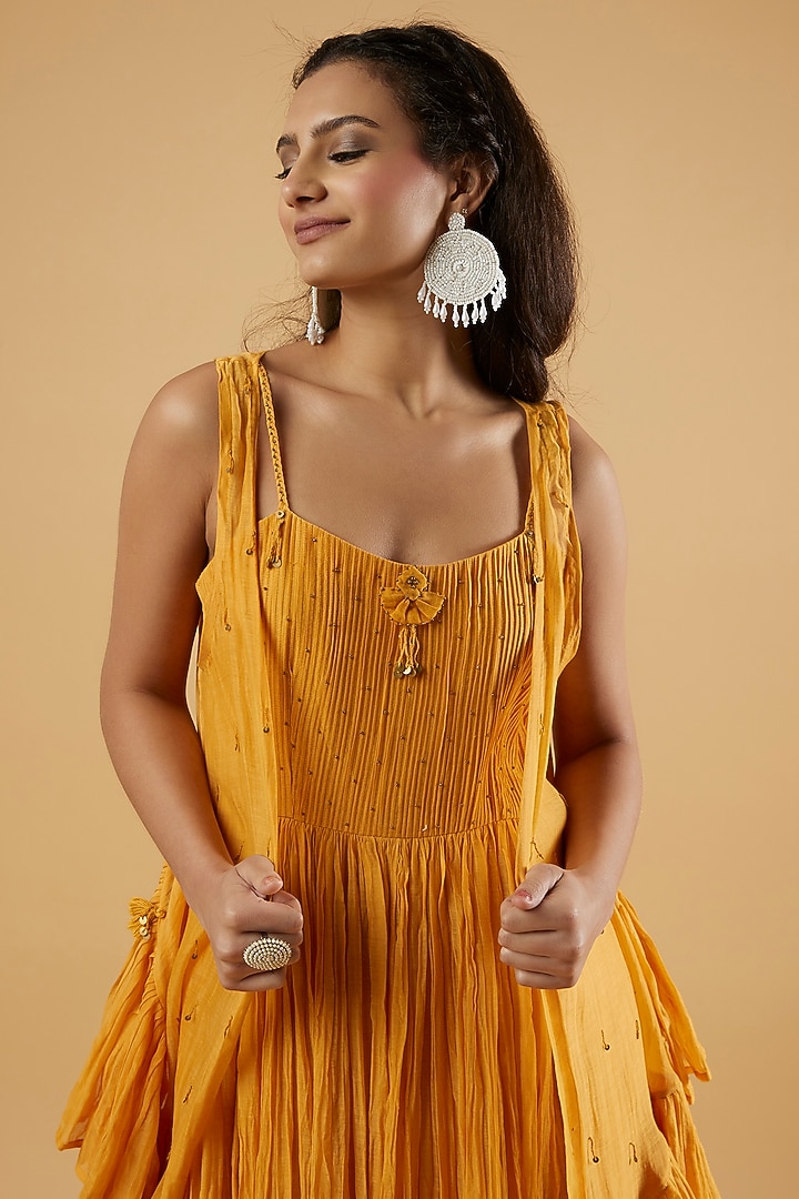 Yellow Embroidered Jacket Vacation Dress by The Right Cut at Pernia's Pop Up Shop