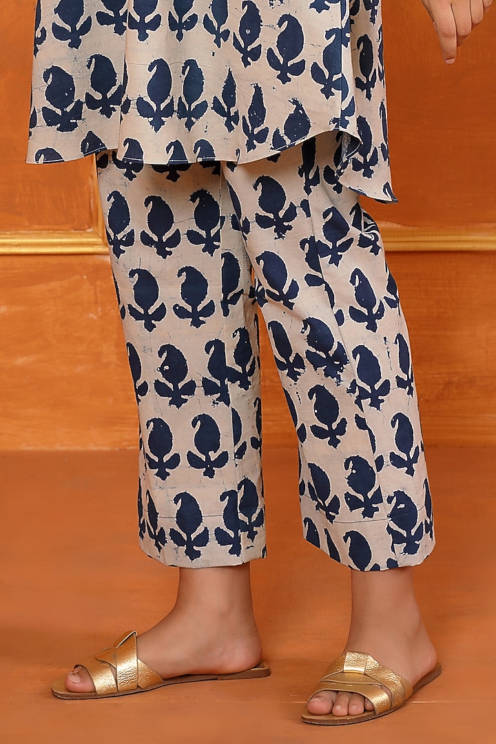 Indigo Blue Cotton Patchwork Co-Ord Set by Trendy Tokari at Pernia's Pop Up Shop