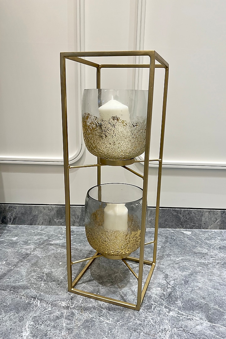 Matte Brass Metal & Mirror Candle Stand (Set of 3) by Treasured Occasions