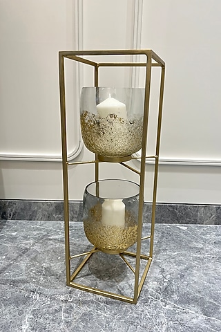 Matte Brass Metal & Mirror Candle Stand (Set of 3) by Treasured Occasions
