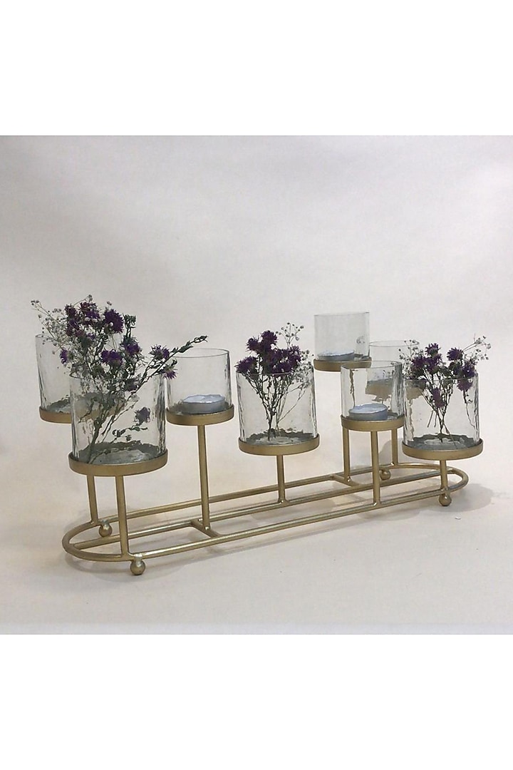 Gold Glass & Metal Candle Stand by Treasured Occasions at Pernia's Pop Up Shop