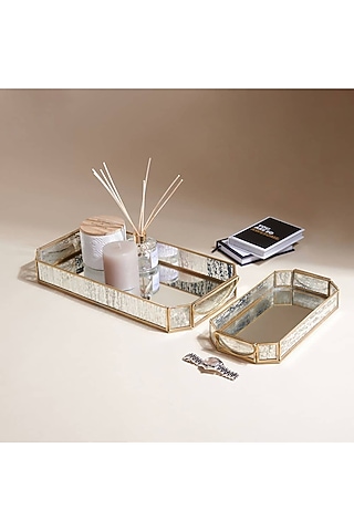 Gold Metal & Mirror Tray by Treasured Occasions