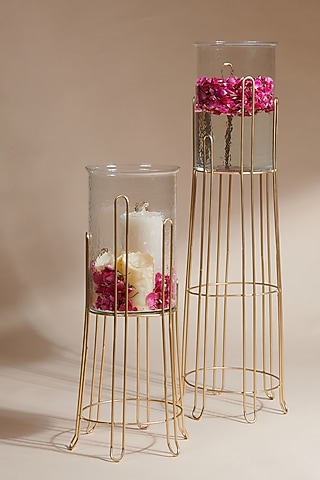 Matt Gold Metal Candle Stand & Planter (Set of 2) by Treasured Occasions