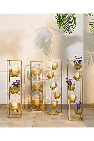 Matt Gold Candle Stand (Set of 6) by Treasured Occasions