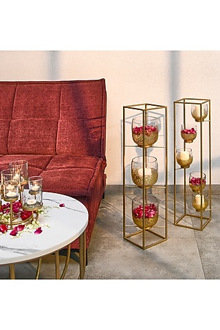 Matt Gold Candle Stand (Set of 4) by Treasured Occasions