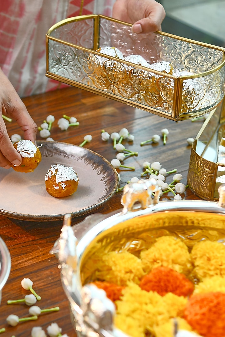 Gold Glass Candle Tray by Treasured Occasions