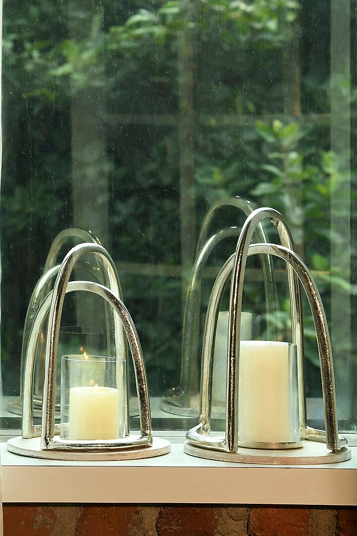 Silver Metal & Glass Lantern by Treasured Occasions at Pernia's Pop Up Shop