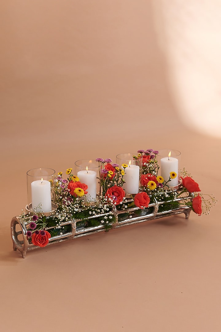 Silver Metal & Glass Candle Holder by Treasured Occasions