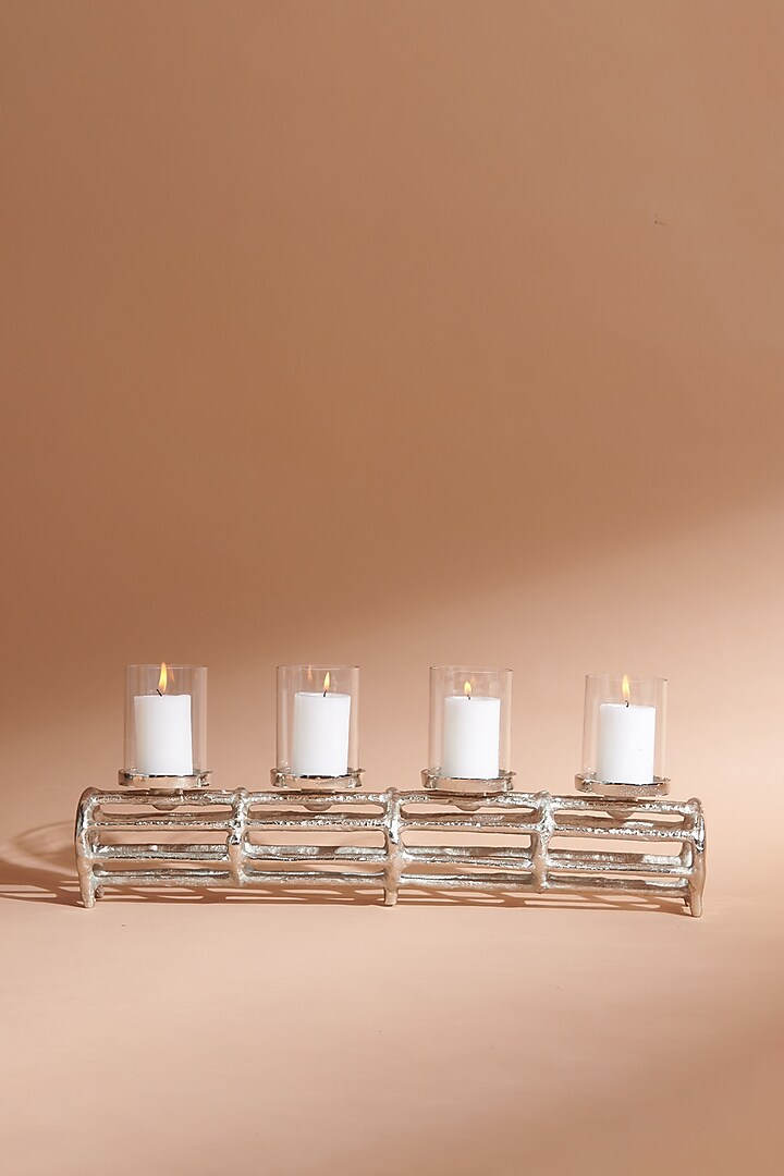 Silver Metal & Glass Candle Holder by Treasured Occasions at Pernia's Pop Up Shop