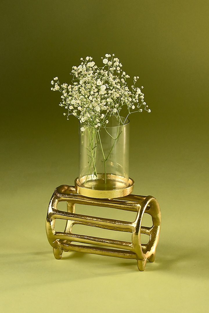 Gold Metal & Glass Candle Stand by Treasured Occasions