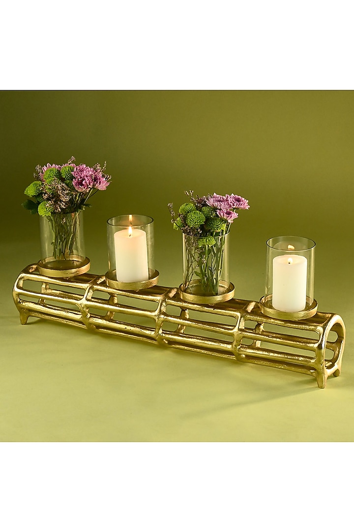 Gold Metal & Glass Candle Stand by Treasured Occasions