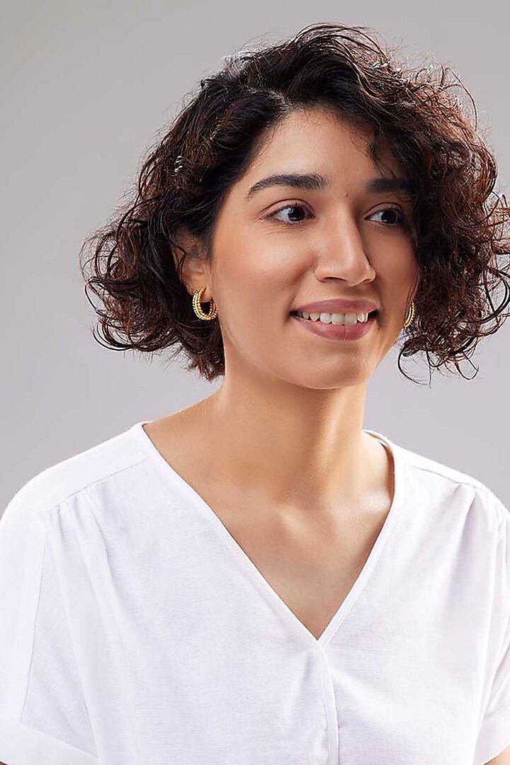 Gold Plated Hoop Earrings In Sterling Silver by Trisu at Pernia's Pop Up Shop
