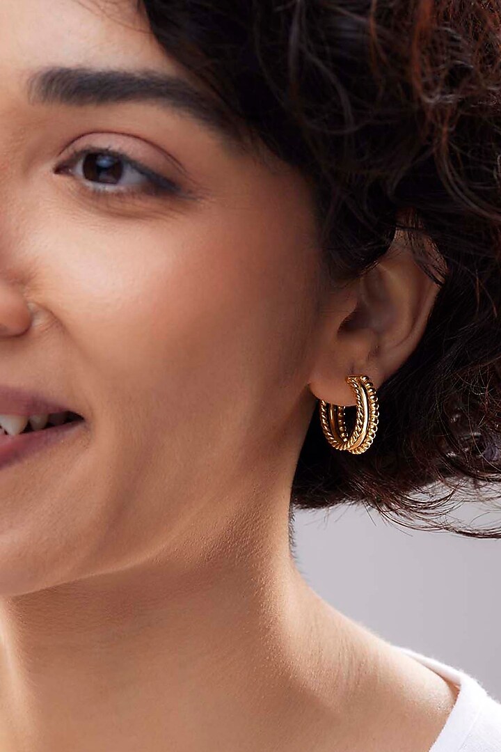 Gold Plated Hoop Earrings In Sterling Silver by Trisu at Pernia's Pop Up Shop