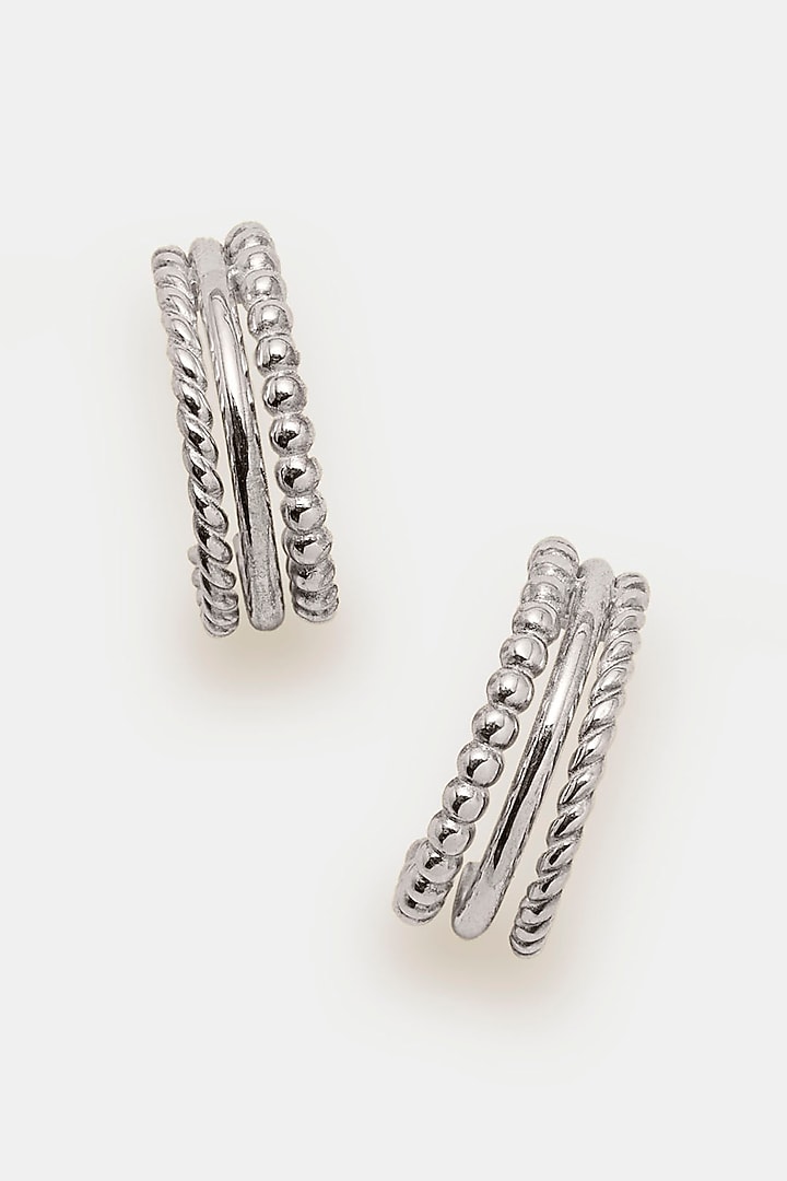 White Gold Plated Hoop Earrings In Sterling Silver by Trisu at Pernia's Pop Up Shop