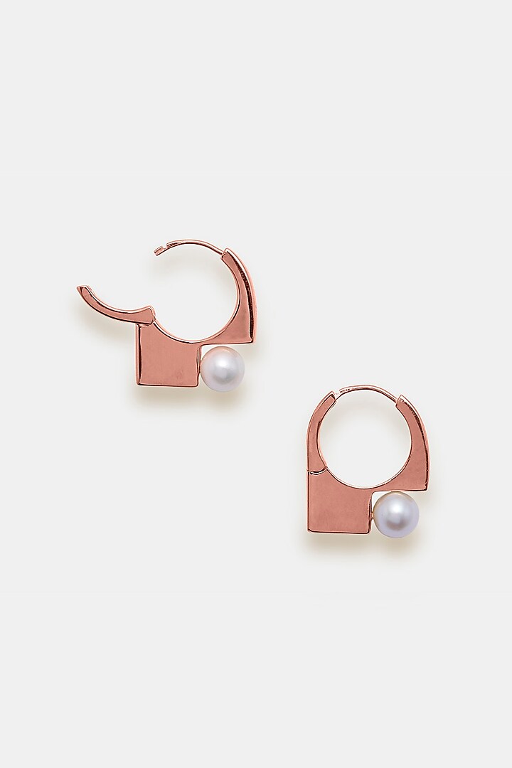 Rose gold plated pearl hoops Rose gold plated pearl hoops
