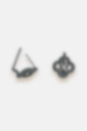 Black Rhodium Plated Zircon Stud Earrings In Sterling Silver by Trisu