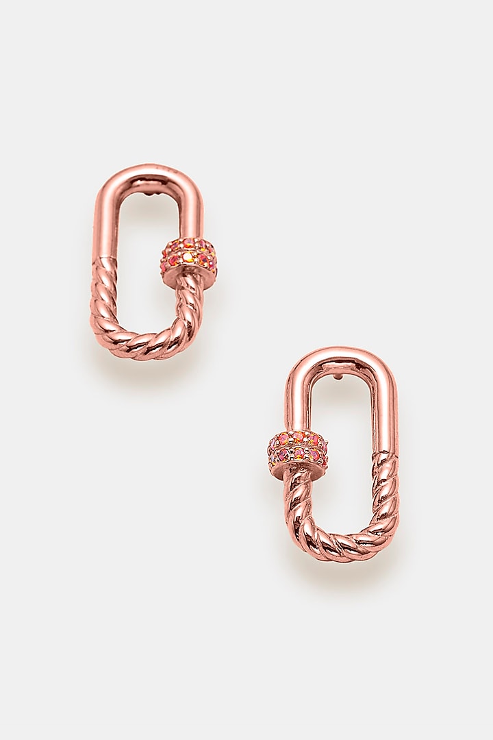 Rose Gold Plated Zircon Hoop Earrings In Sterling Silver by Trisu