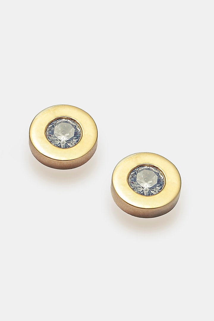 Gold Plated Zircon Stud Earrings In Sterling Silver by Trisu