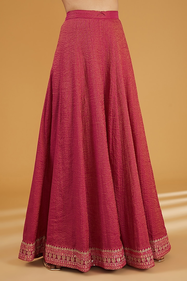 Rani Pink Pure Silk Cotton Chand Boota Embroidered Wedding Sharara Set by Trisvaraa at Pernia's Pop Up Shop