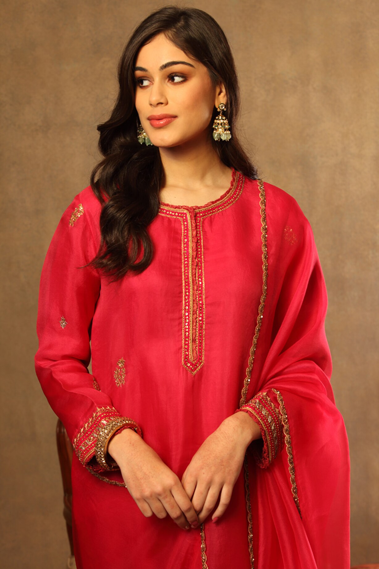 Vrishti Organza Fuschia Kurta Set