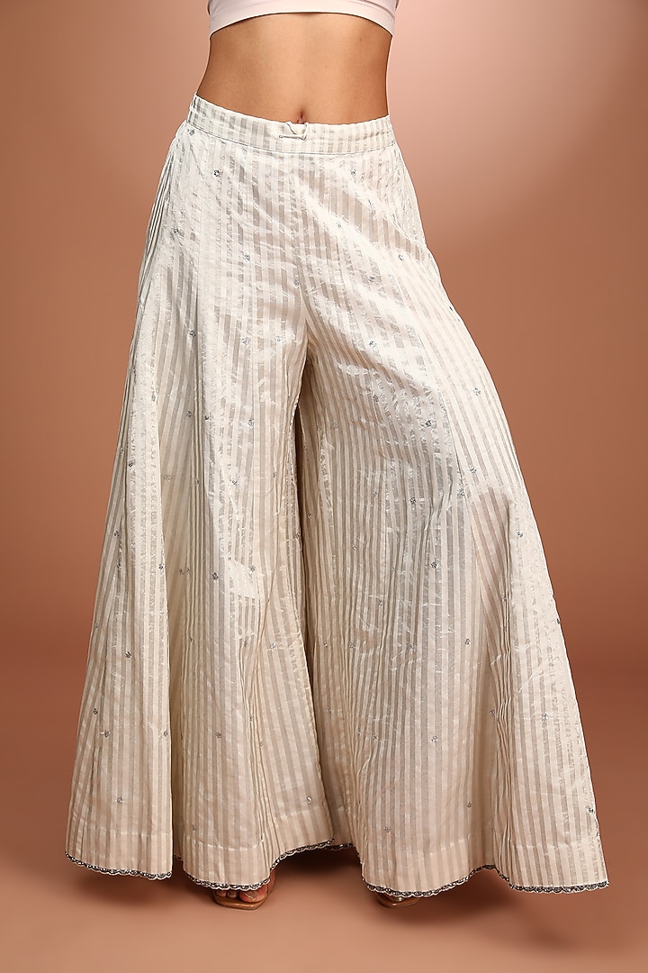 Ivory Pure Cotton Silk Kurta Set by Trisvaraa at Pernia's Pop Up Shop