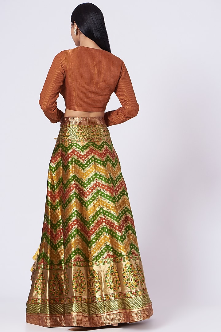 Multi-Coloured Banarasi Bridal Lehenga Set by Trisvaraa at Pernia's Pop Up Shop