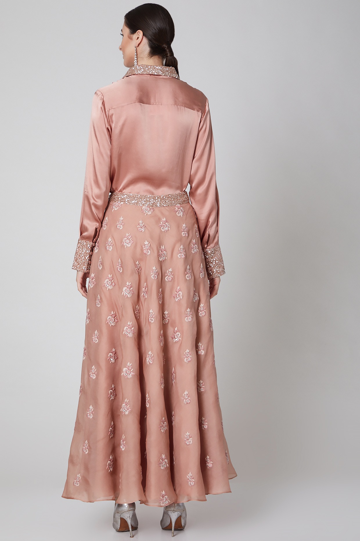 rose gold silk skirt