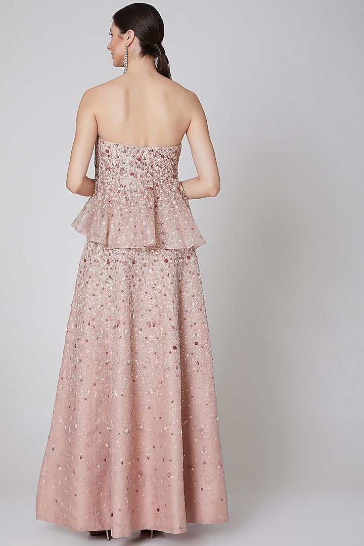 Dusty Pink Embroidered Skirt Set by Trisvaraa at Pernia's Pop Up Shop