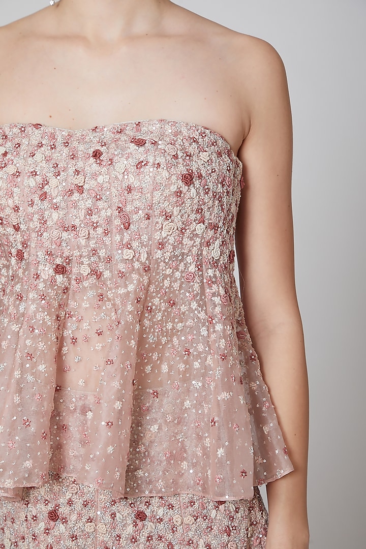 Dusty Pink Embroidered Skirt Set by Trisvaraa at Pernia's Pop Up Shop