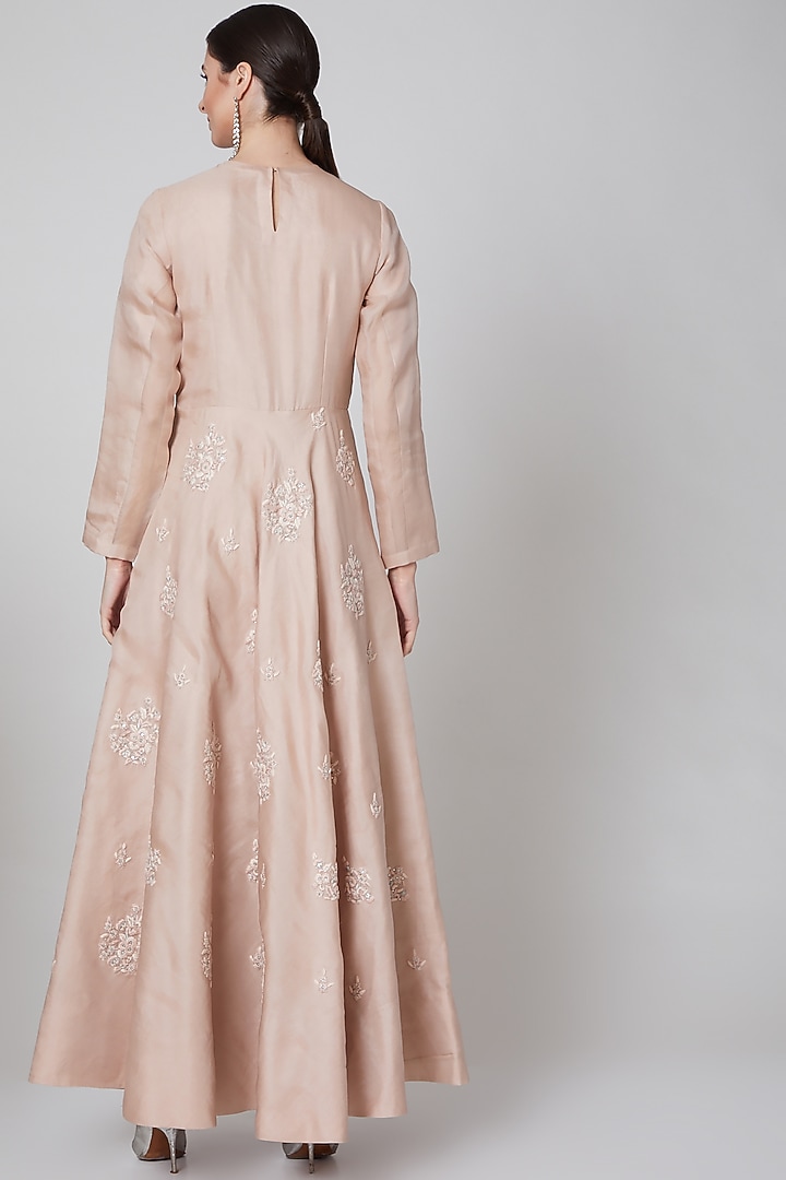 Blush Pink Embroidered Silk Cocktail Dress by Trisvaraa at Pernia's Pop Up Shop