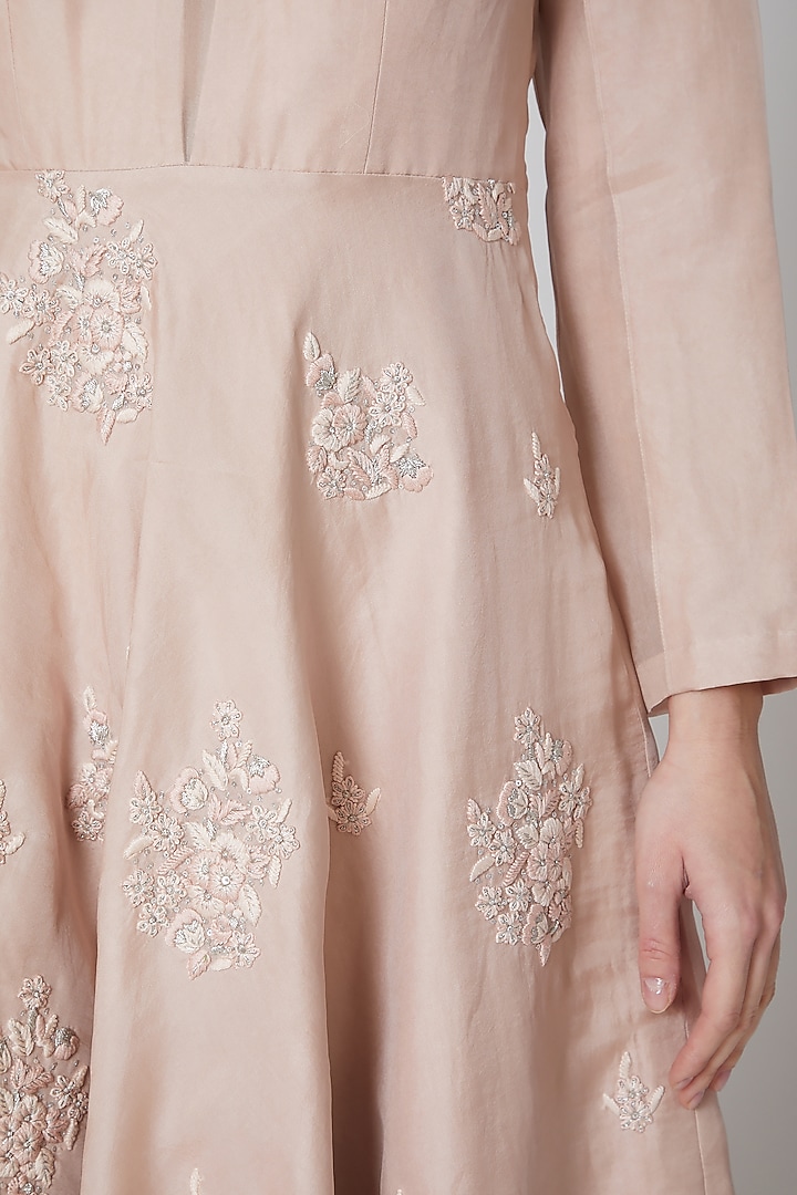 Blush Pink Embroidered Silk Cocktail Dress by Trisvaraa at Pernia's Pop Up Shop