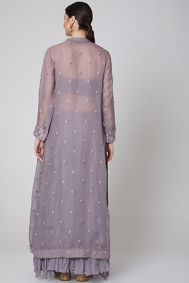 Mauve Embroidered Kurta Set by Trisvaraa at Pernia's Pop Up Shop