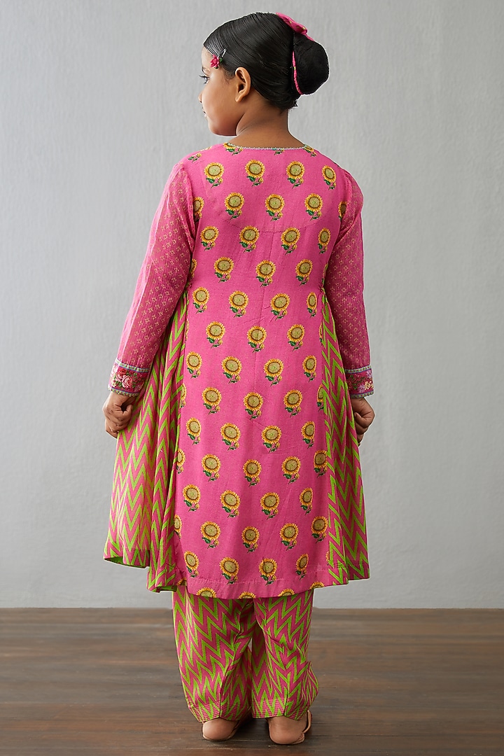 Pink Cotton Silk Kurta Set by Torani Kids at Pernia's Pop Up Shop