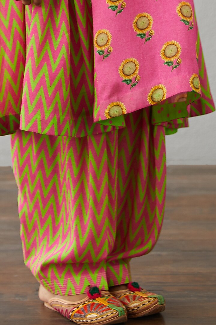 Pink Cotton Silk Kurta Set by Torani Kids at Pernia's Pop Up Shop