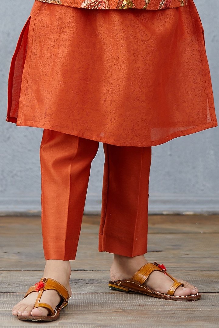 Orange Kurta Set With Bandi Jacket by Torani Kids at Pernia's Pop Up Shop