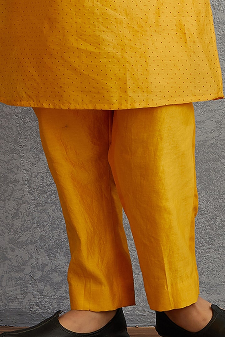 Topaz Yellow Kurta Set With Floral Printed Bandi Jacket by Torani Kids at Pernia's Pop Up Shop