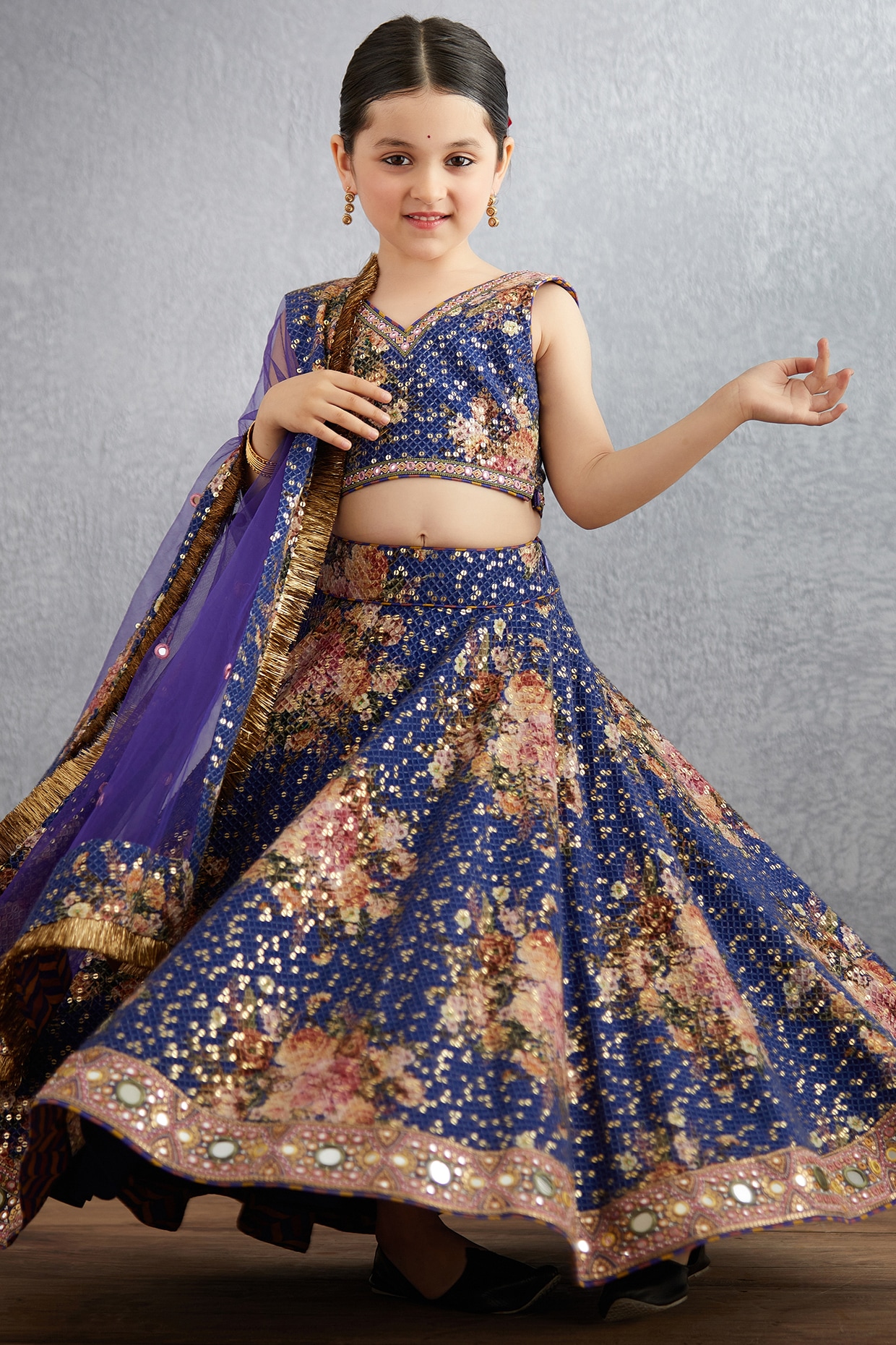 Girls Net Fabric Purple Kids Lehenga Choli, Size: 26.0 at Rs 299/piece in  Surat