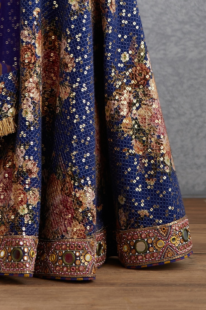 Amethyst Purple Machine & Hand Embroidered Lehenga Set For Girls by Torani Kids at Pernia's Pop Up Shop