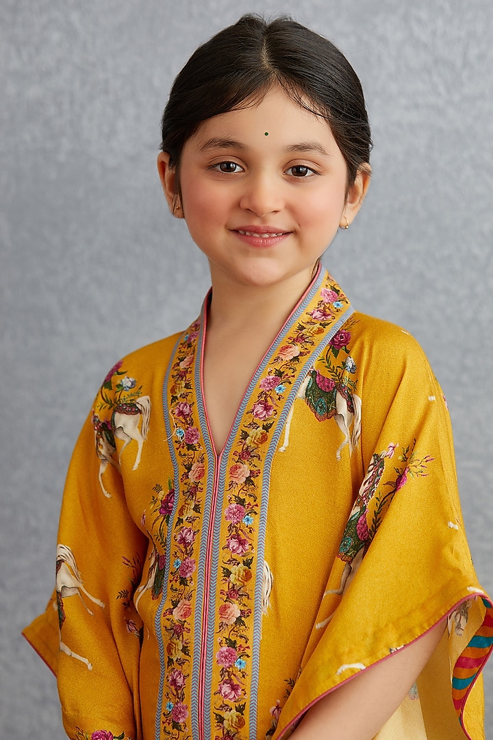 Petite Kaftan Set-Yellow for 1 to 8 years girls