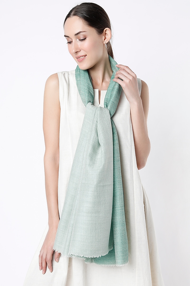 Mint Green Handwoven Stole by Tromboo