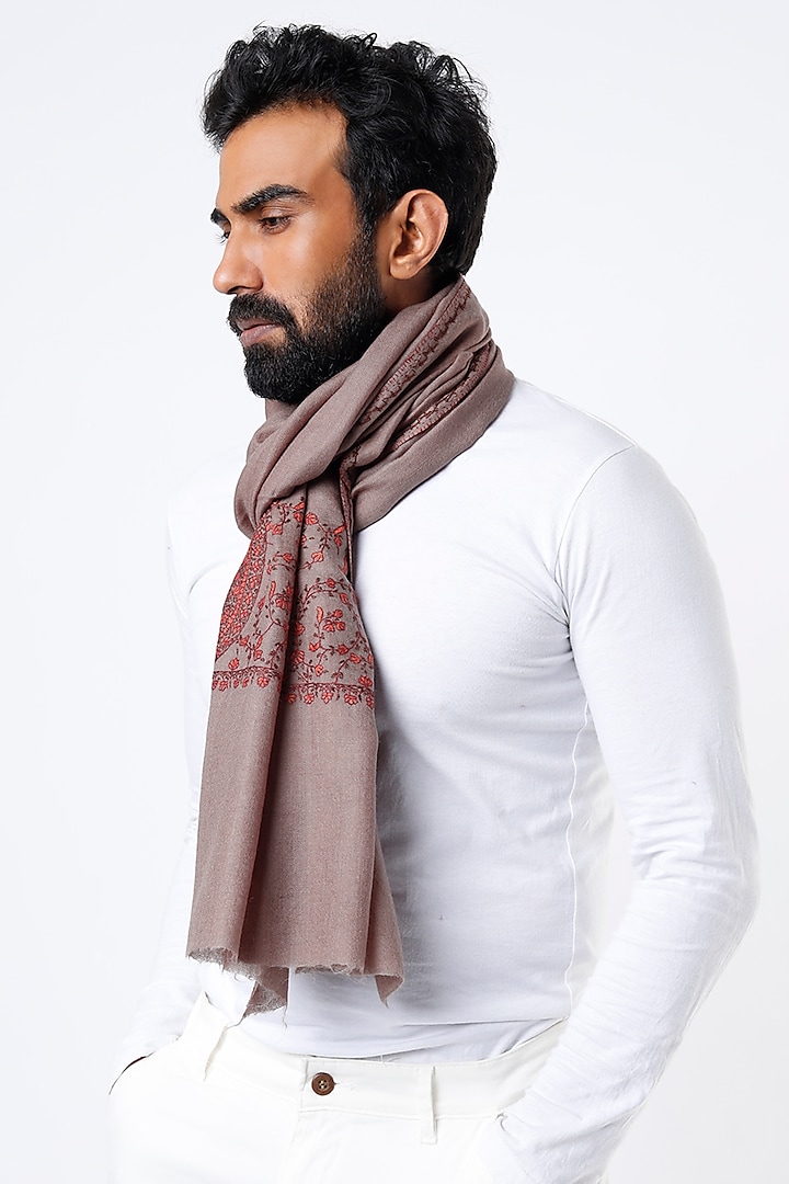 Brown Handwoven Shawl by Tromboo Men