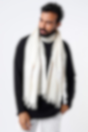 Ivory Embroidered Stole by Tromboo Men