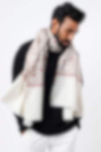 Ivory Hand Embroidered Shawl by Tromboo Men at Pernia's Pop Up Shop