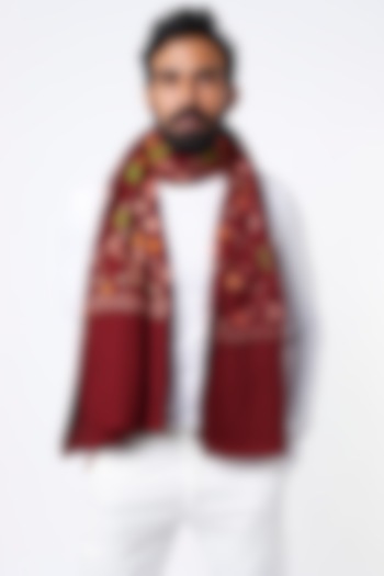 Marsala Hand Embroidered Stole by Tromboo Men