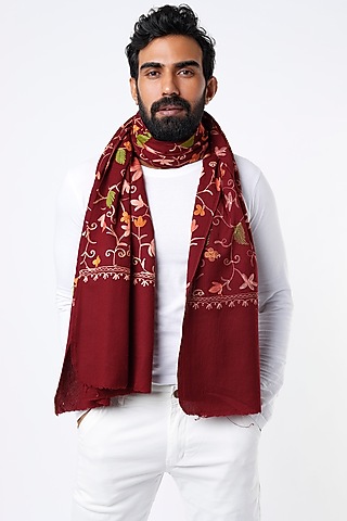 Marsala Hand Embroidered Stole by Tromboo Men