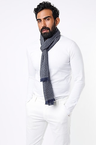 Blue-Grey Handwoven Wrap by Tromboo Men