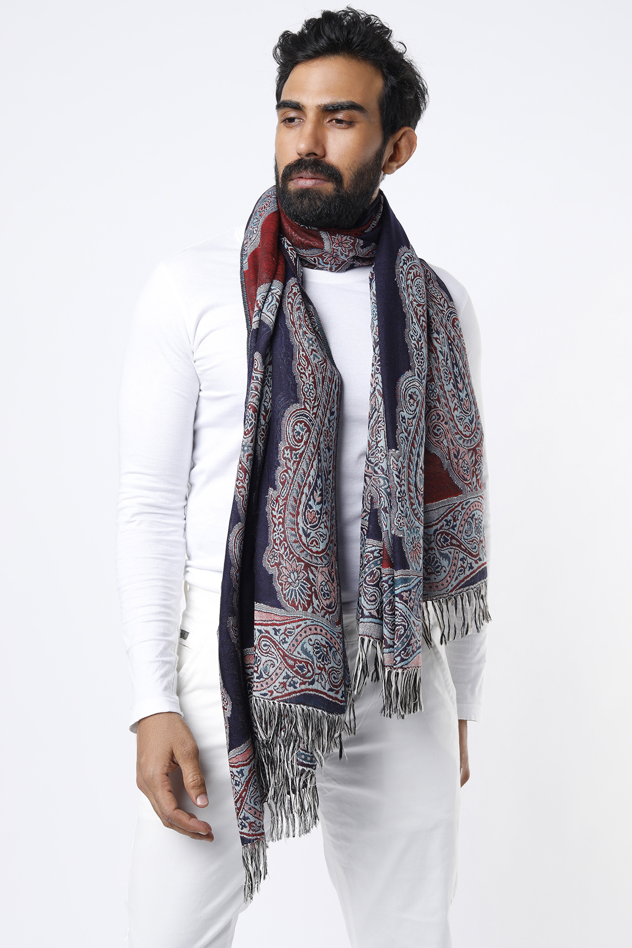 Multi-Colored Wool Shawl by Tromboo Men