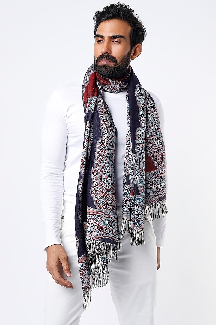 Multi-Colored Wool Shawl by Tromboo Men