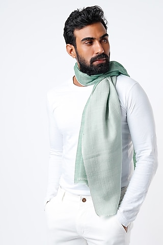 Mint Green Handwoven Stole by Tromboo Men