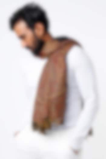 Yellow & Marsala Wool Shawl by Tromboo Men at Pernia's Pop Up Shop